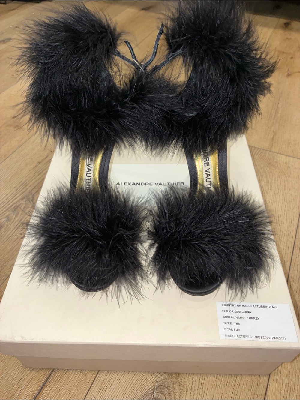 Alexandre Vauthier black satin feather pom-poms sz 37